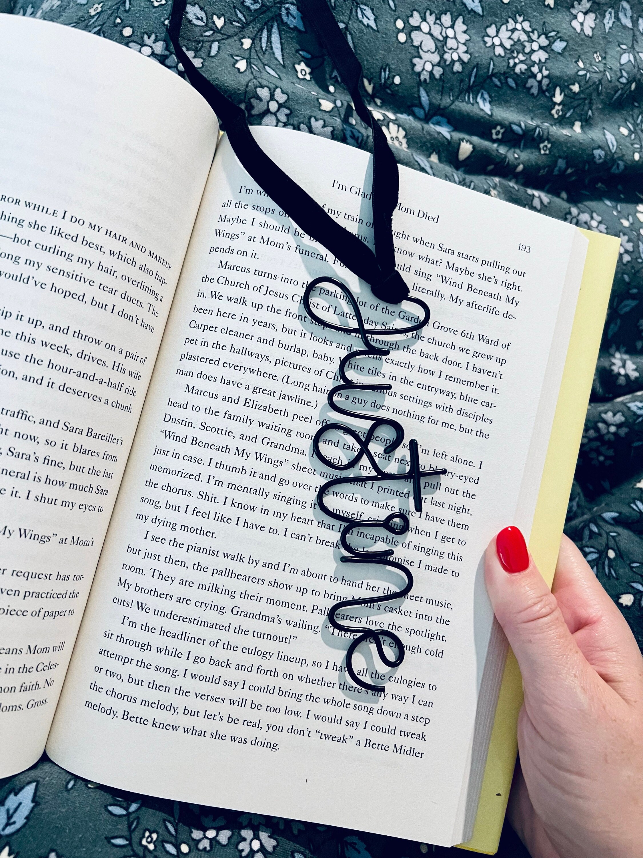 Personalised Name Bookmark With Ribbon - Wire Name Bookmark - Custom Name Bookmark - Stocking Tag - Place Name