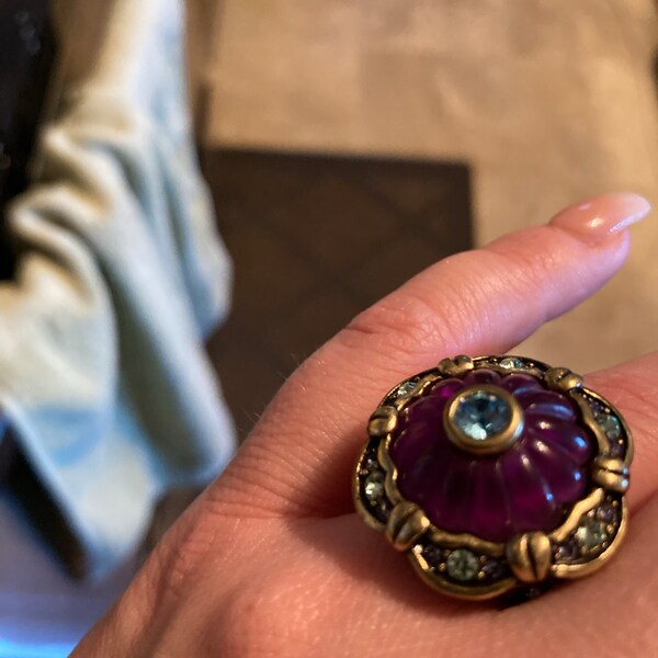 Bague Cocktail Signée Heidi Daus - Multicolore - Taille 8,5 - Cristaux étincelants