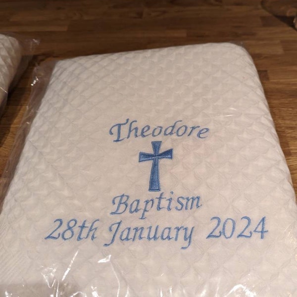 personalised baptism shawl