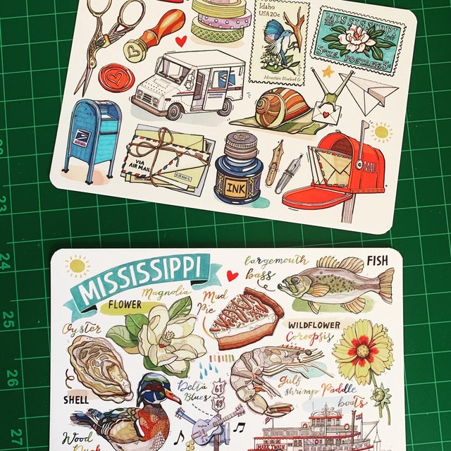 Mississippi State Bird & Flower Postcards - Set Of 20 Identical Cards, Made In USA