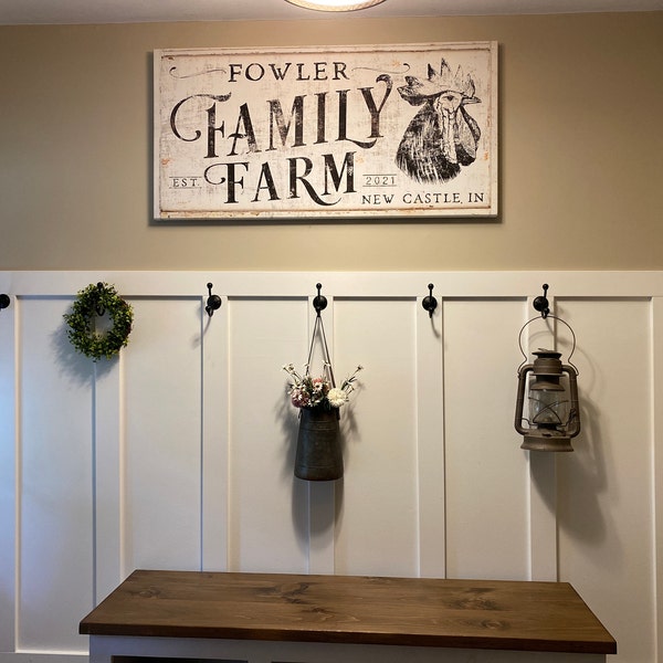 Custom Family Name Sign Modern Farmhouse Decor Vintage Rustic Wall Art ...