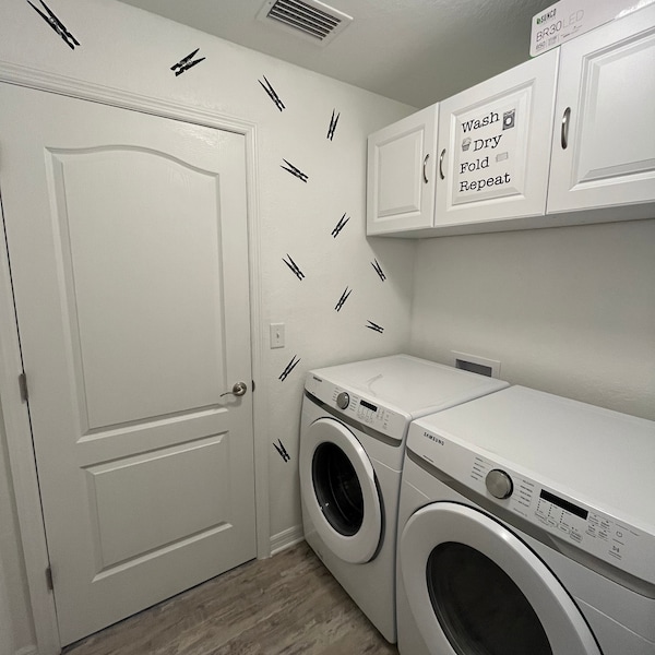 Clothespins Laundry Wall Decals - Laundry Room Decals - Laundry Decor ...