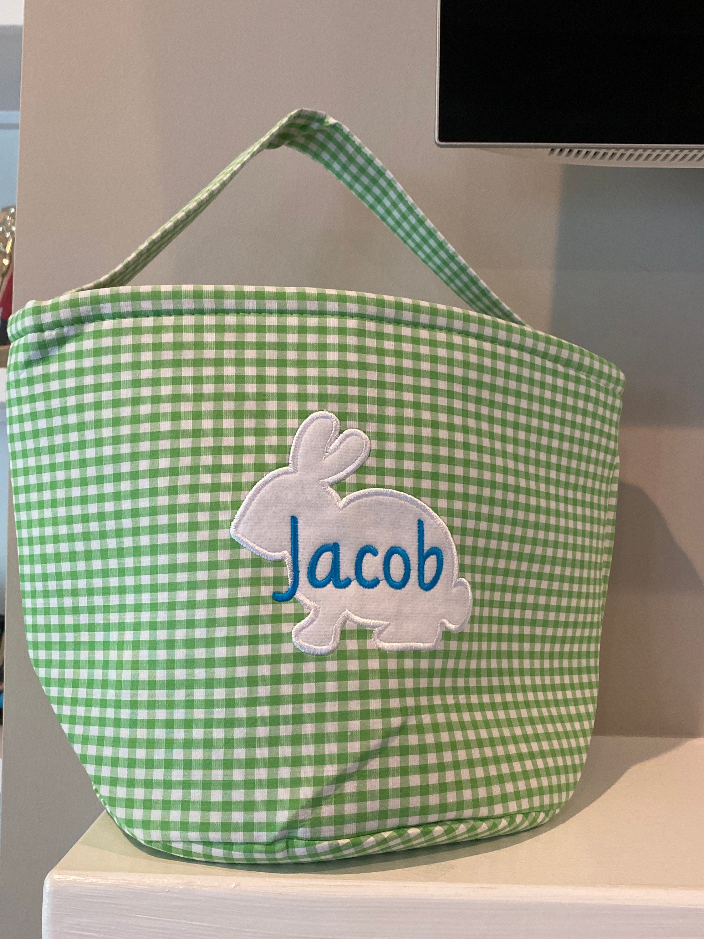 Easter basket, Personalized Easter Basket, monogram easter basket, girls basket, boys basket, girls easter basket, embroidered, Check