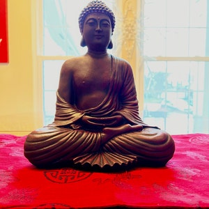 Statue Bouddha Méditation En Grès & Résine – 11 Cm, Style Zen Rétro Or, Décoration Intérieure Apaisante