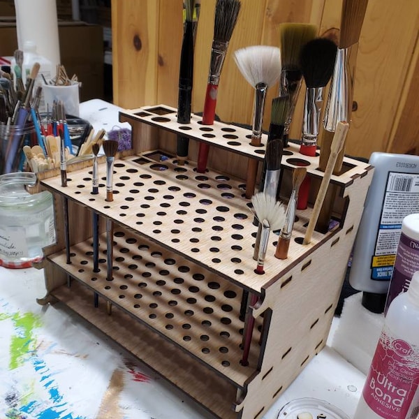 Brush Holder Rack for Paintbrushes - Digital Plans and Cut Files - Etsy