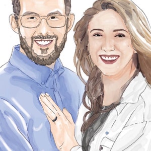 Couple Portrait, Family Portrait, Watercolor Portrait, Couple Painting, Gift For Him, Couple Illustration, Engagement Gift, Father's Day