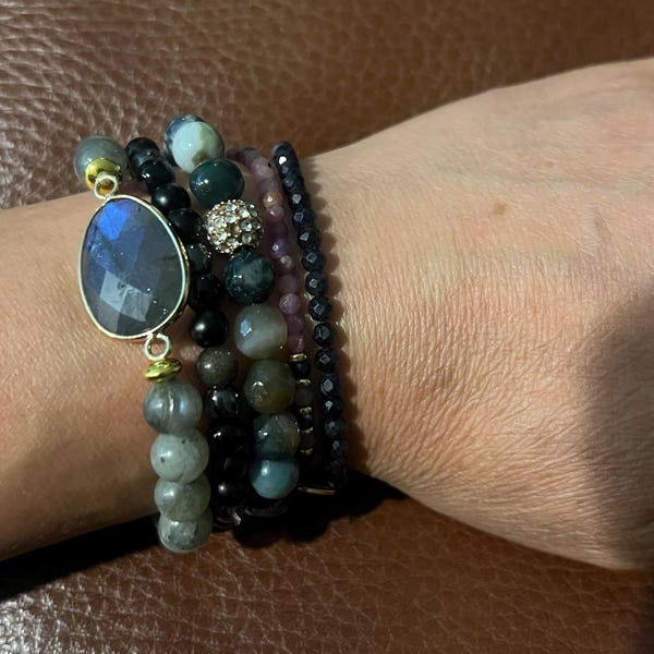 Natural Labradorite Stretch Bracelet