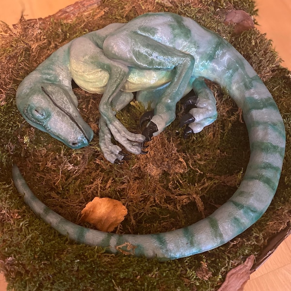 Sleeping Baby Velociraptor Art - Dinosaur - 3D Printed - Multiple ...