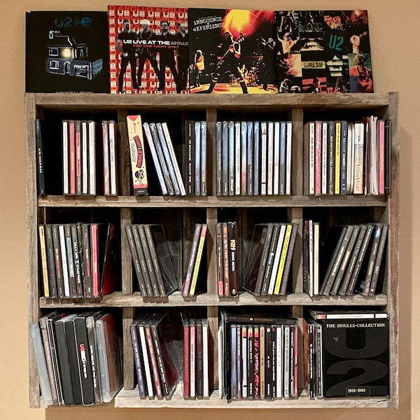 Musical Cubbies Music CD Storage Holder Cubby Shelves Fit Cds - Reclaimed Wood Decor ...