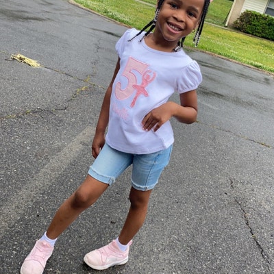 Pink Glitter Ballerina Birthday Shirt With Name Number None - Etsy