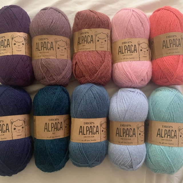 Pure Alpaca Wool Yarn Drops Alpaca, 59 Colors, in 1.8 oz Balls - 183 yds  per Ball (3770 Dark Pink)