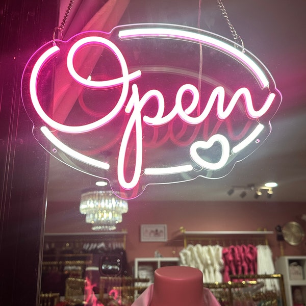 Open Neon Sign for Business, Brightness Adjustable Neon Open Sign ...