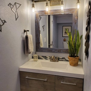 Rustic Framed Mirror Rustic Décor 30 X 30 Vanity Mirror, Vintage Mirror
