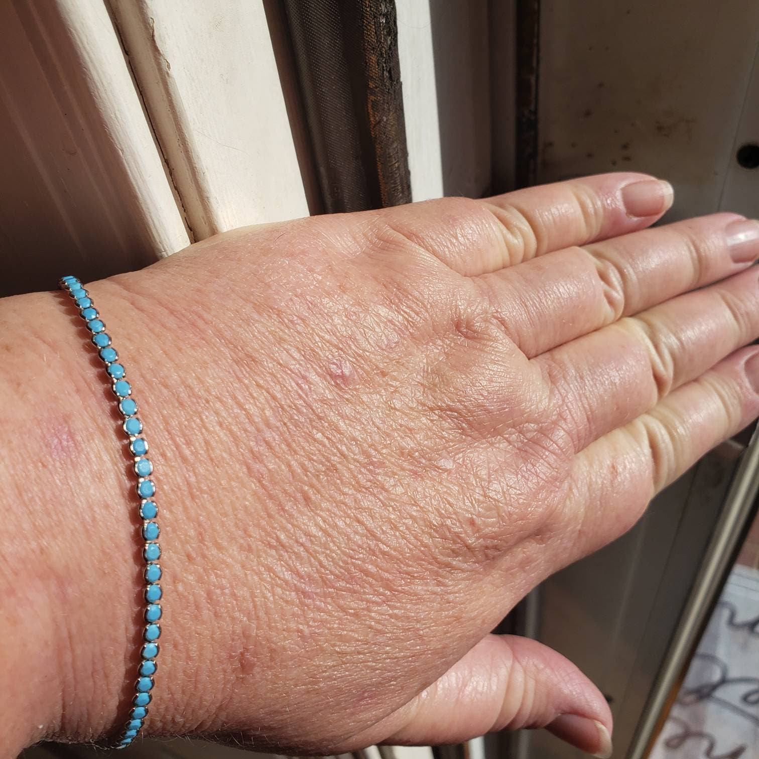 Turquoise Bracelet, Turquoise Tennis Bracelet, Dainty Bracelet, Turquoise Jewelry, Gift for Her, Minimalist Bracelet, Gold Tennis Bracelet