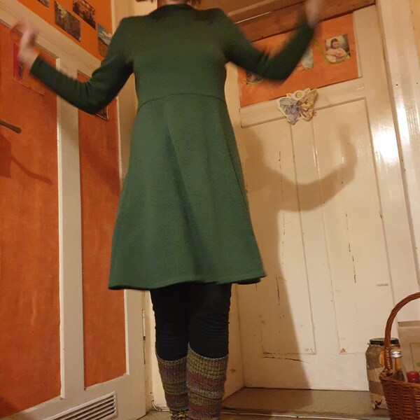 100% Pure Wool Knitted A-Line Long Sleeves Dress main image 1