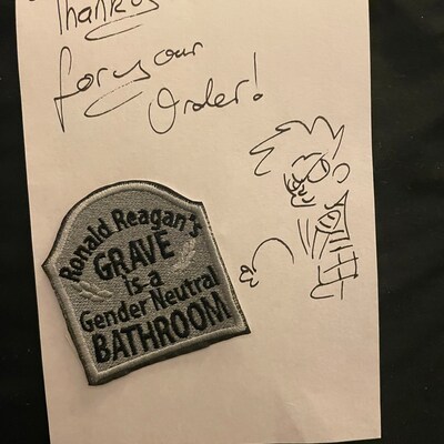Ronald Reagan's Grave is a Gender Neutral Bathroom 65mm Iron on Patch - Etsy