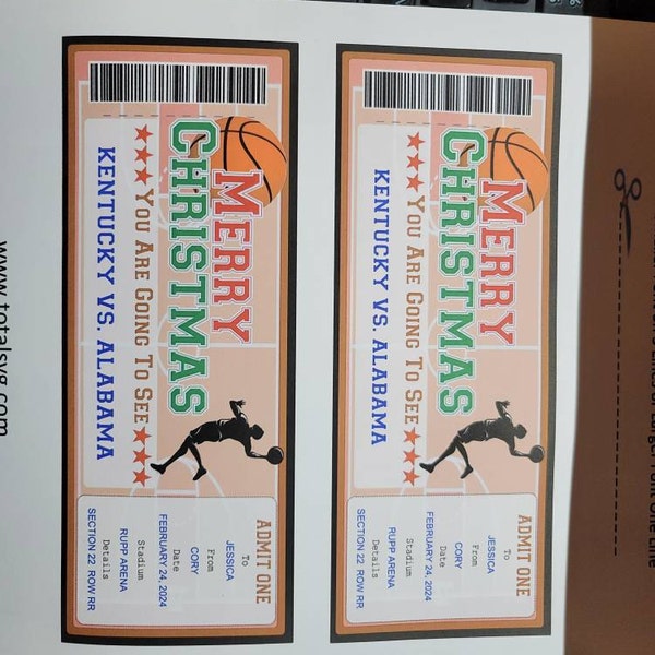 Christmas Basketball Game Ticket , Surprise Basketball Ticket ...