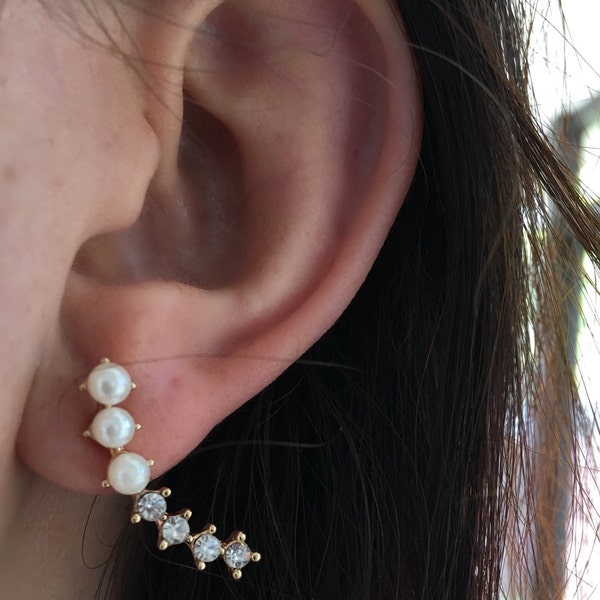 18K Pearl Cascade Ear Climbers