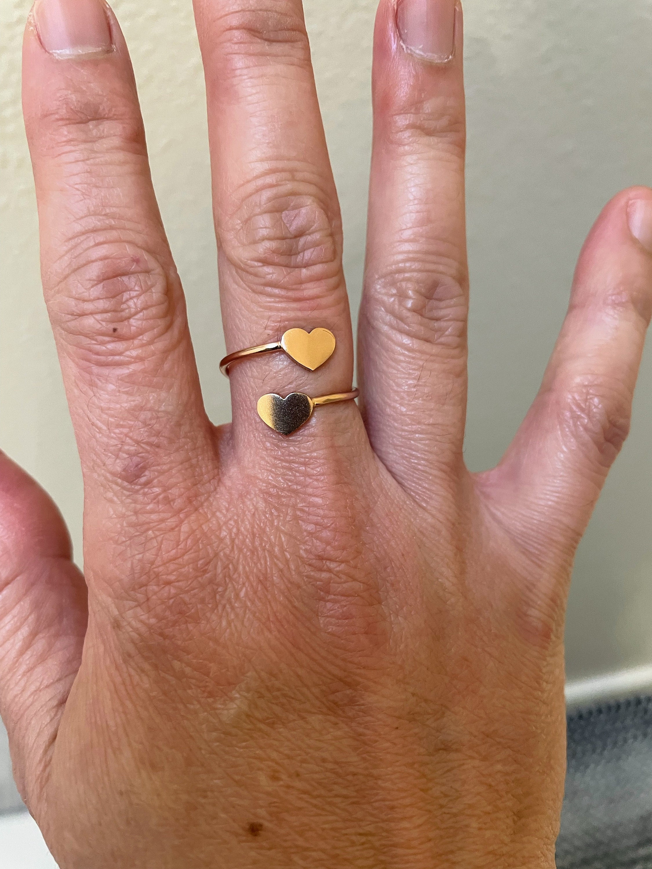 Double Heart Fingerprint Ring, Custom Fingerprint Ring, Personalized Fingerprint Jewelry, Wrap Coil Ring, Loss Memorial Gift