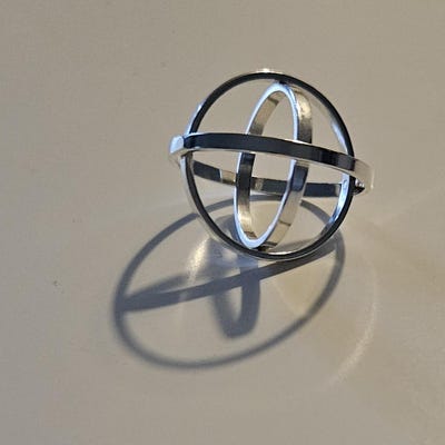 Pendant Fidget Three Bar Ring Set, Playful Ring, Sterling Silver ...