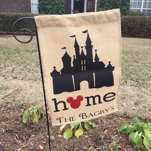 Disney Garden Flag With Family Name, Personalized Disney Flag, Burlap ...