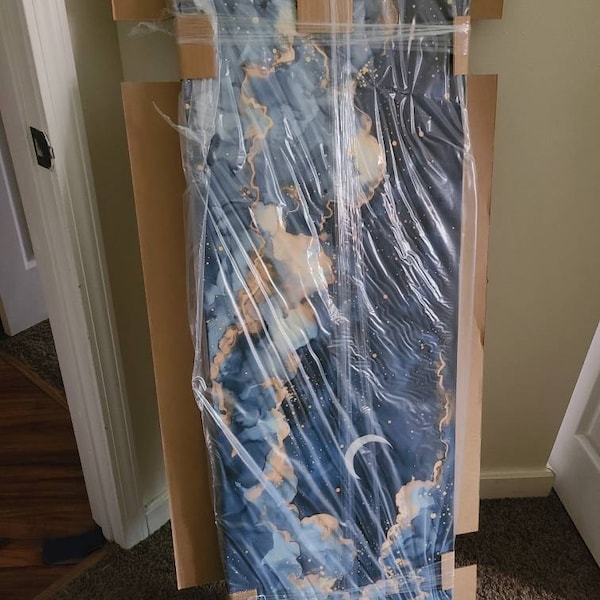 Starry Night Canvas - Vibrant Celestial Artwork With Crescent Moon ...