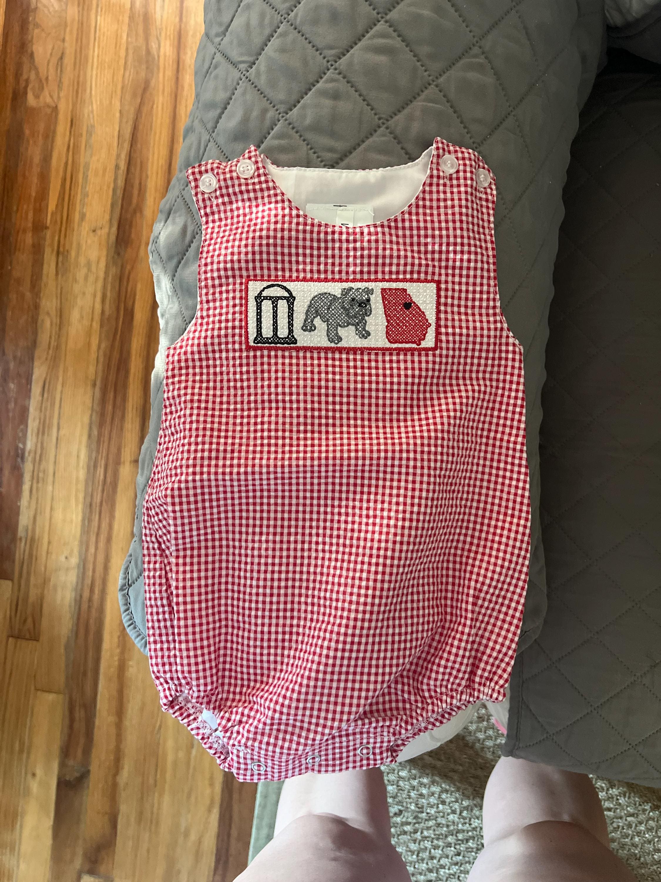 Baby Boy Red Gingham Seersucker Bubble