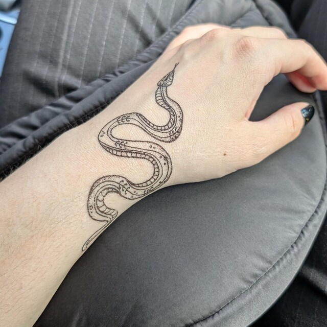 BeyondTattoos 2x Schlangen-Tattoo – Schwarz, Traditionell, Wasserfest | Größe 19x10 Cm | Für Teens & Erwachsene