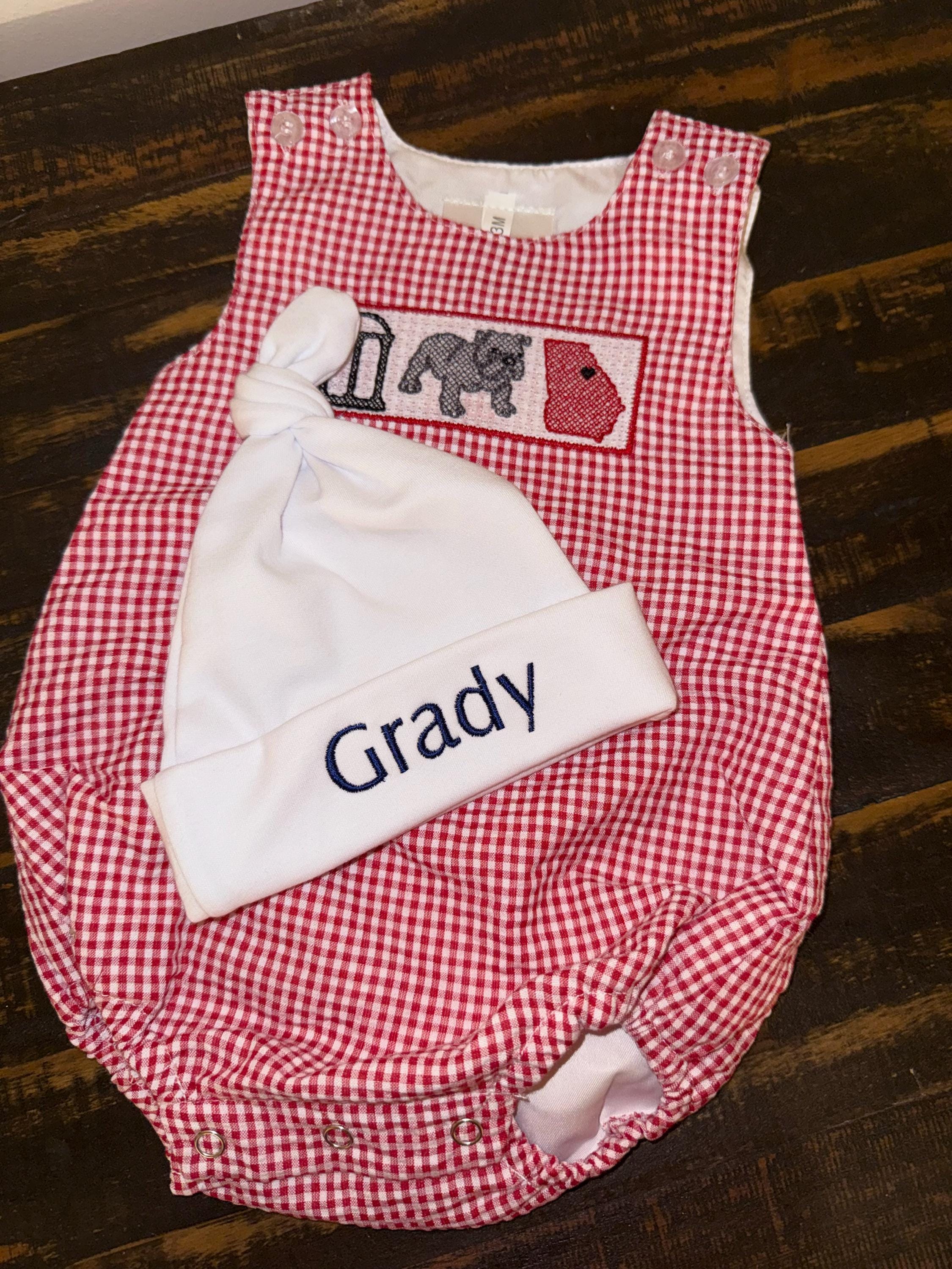 Baby Boy Red Gingham Seersucker Bubble