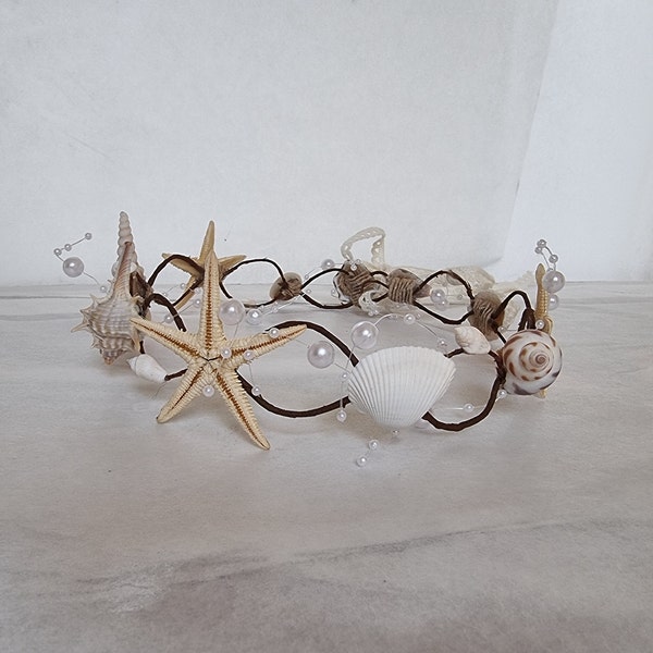 Bohemian Beach Crown, Beach Bridal Hair Accessory, Starfish Seashell ...