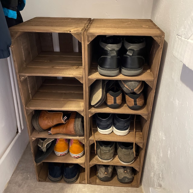 Tall SHOE RACK Various Sizes, Wooden Rustic Apple Crate Shoe Rack, Narrow  and Tall Shoe Storage Extra Depth 