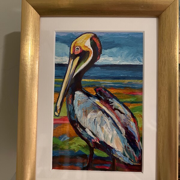 Fine Art. 4x6 Tropical Pelican Art, Bird Art Mini Print, Coastal Wall ...