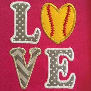 Baseball Softball Love Digital Machine Embroidery Applique - Etsy