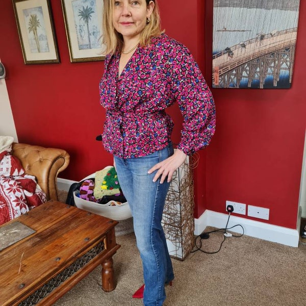 Women's Vintage Print Casual Hollow Denim Shirt