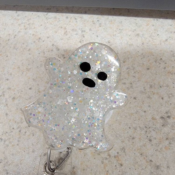 Halloween Glow-in-the-Dark Ghost Badge Reels - 8 Pack Retractable ID Badge Holders With Alligator Clip For Nurse, Office, Party