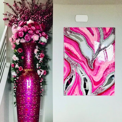 Resin Red Geode Clock, Resin Art Clock, Red Gold Geode Painting, Resin ...