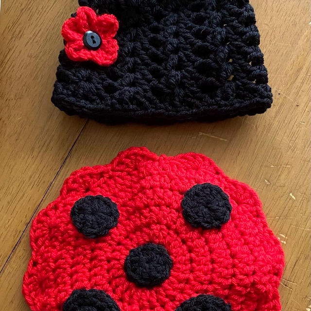 A customer's finished Ladybug and Bunny Newborn Crochet Patterns