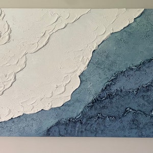 3D White Minimalist Beach Painting Textured Wall Art Ocean - Etsy