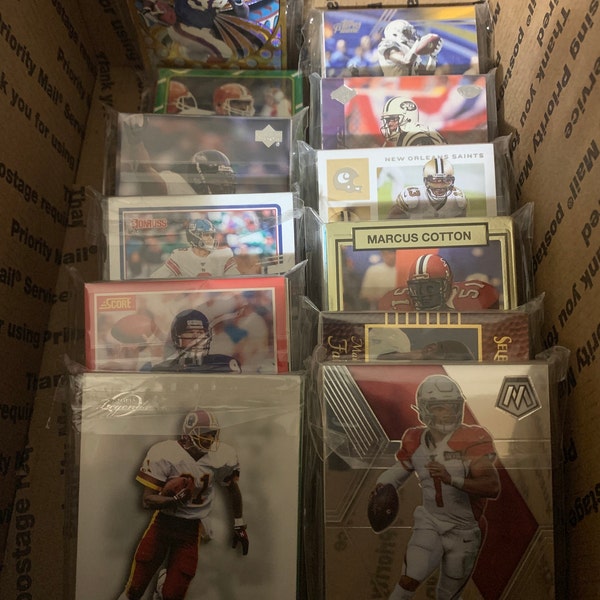 270 Random Football Cards in a Small Flat Rate Box From the 1980s-today ...