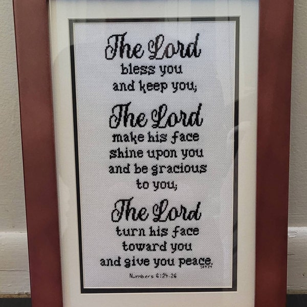 Christian Cross Stitch Pattern - Numbers 6:24-26 'the Lord Bless and ...