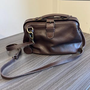 Vintage Leather Doctor Bag: Dark Brown Satchel With Adjustable
