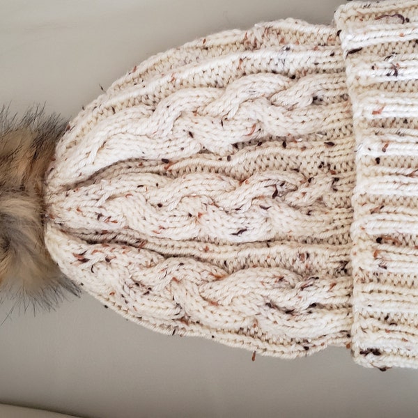 Hat KNITTING PATTERN - Cable Knit Beanie Pattern, Classic Aran Cable ...