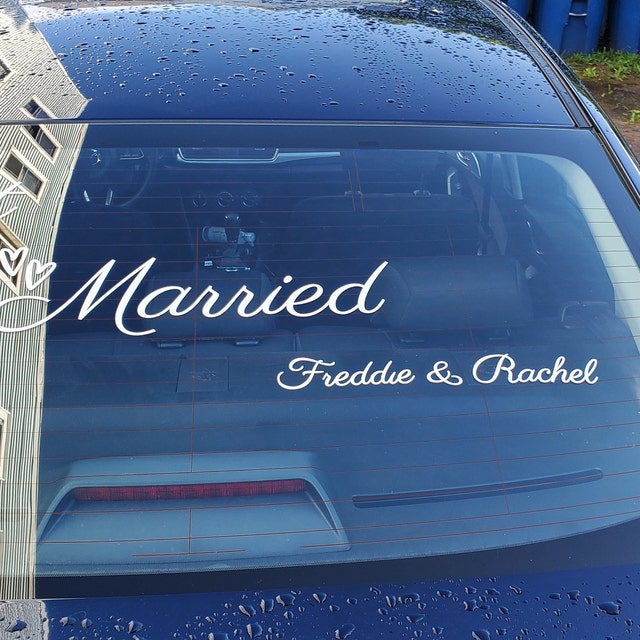 Fancy Just Married Car Sign Custom Vinyl Decal Wedding Car Sticker  personalised Name Art Decals Window Glass Decor New LC775 - AliExpress