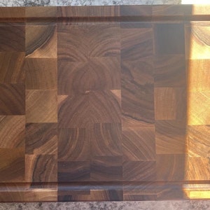 Handmade End Grain Walnut Cutting Board with Juice Groove