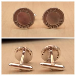 Personalised Sterling Silver Monogram Cufflinks Engraved | Etsy