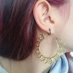Boucles D'oreilles Tribales En Laiton Avec Labradorite - Neuf Avec étiquettes, Bijou Ethnique