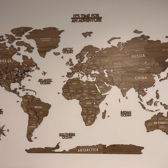 Décoration murale carte du monde en bois pas de droits/taxes 3D Multilayer  Multicolor Carte très détaillée Cadeau parfait pour tout voyageur -   France