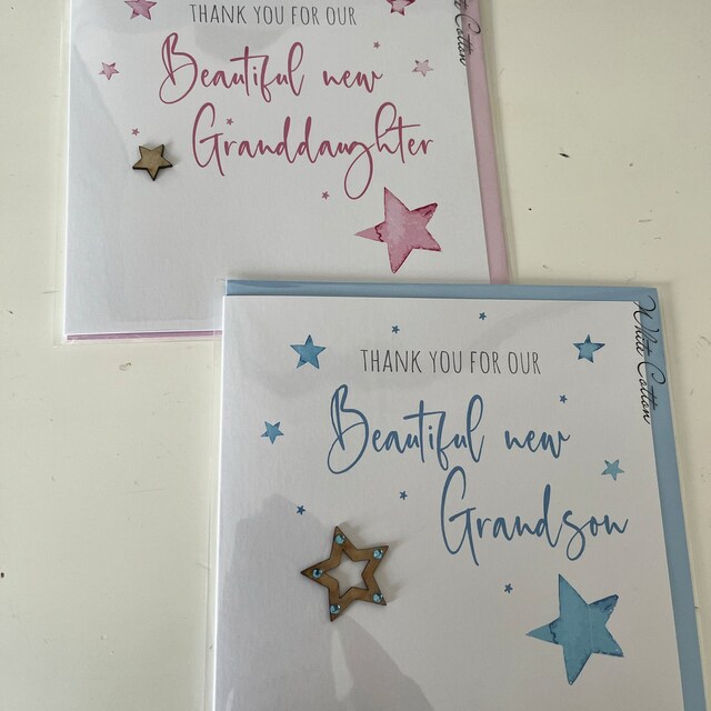 Handgefertigte Babykarte "Thank You For Our New Granddaughter" - 16x16 Cm, Mit Umschlag, Personalisierbar
