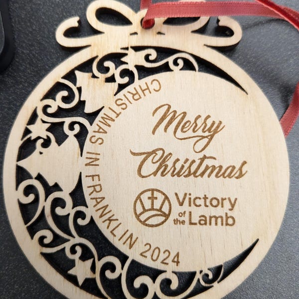 Custom Corporate Ornament, Company Logo Christmas Baubles, Gift Tag 2023 With Custom Logo