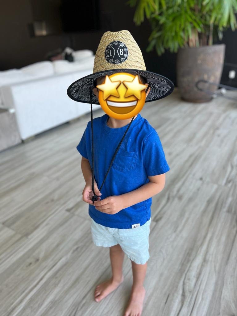 Benutzerdefinierter Strohhut mit Initialen und Symbolen | Kreis | Sonnenhut für Babys, Kleinkinder und Erwachsene | Personalisierter Strandhut aus Leder | Geschenk für Babys | Geschenk für Papa